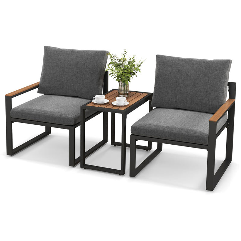 3 Pieces Aluminum Frame Weatherproof Outdoor Conversation Set with