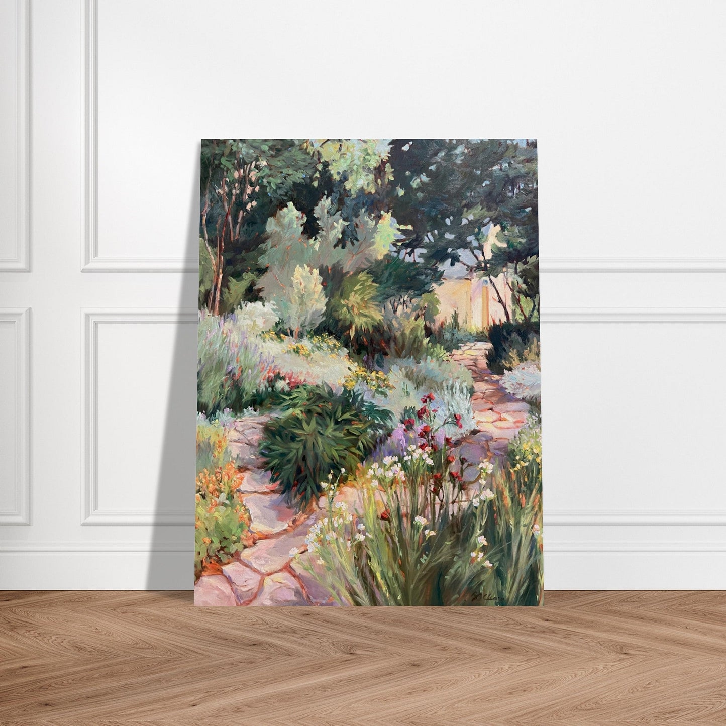 'Garden Path' Floral I 24x32 Museum-Quality Matte Paper Poster | Original Artwork by American Artist Barbara Cleary