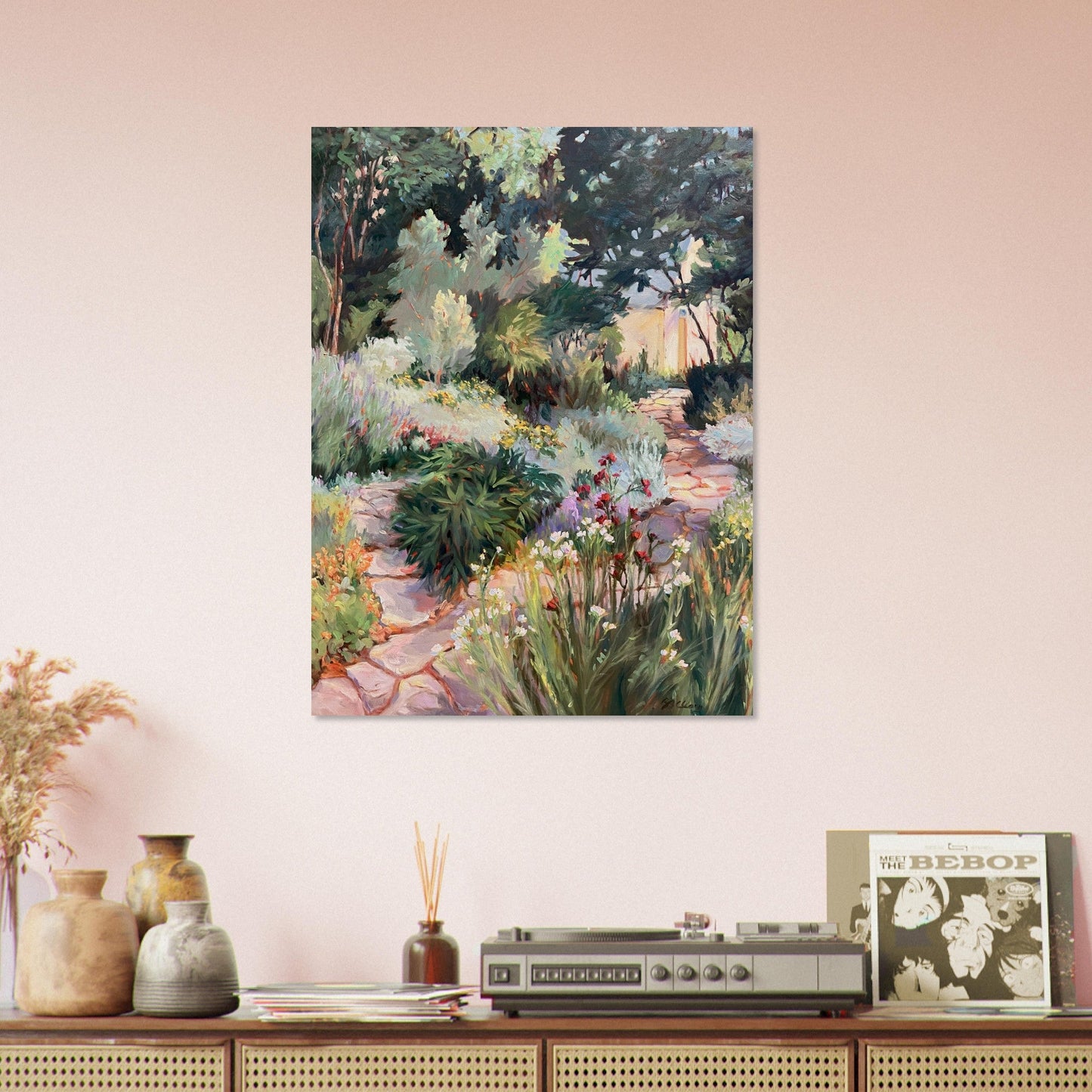 'Garden Path' Floral I 24x32 Museum-Quality Matte Paper Poster | Original Artwork by American Artist Barbara Cleary