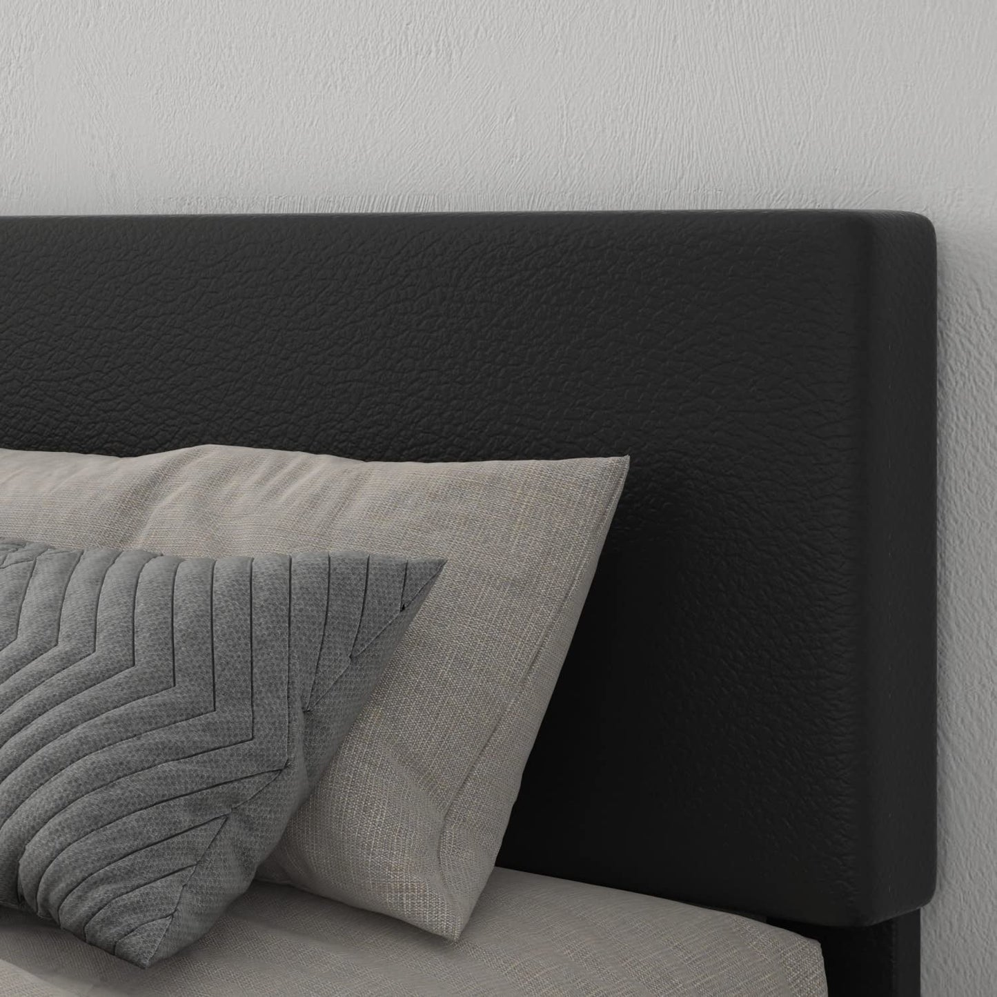 King Upholstered Platform Bed Frame, Adjustable Headboard