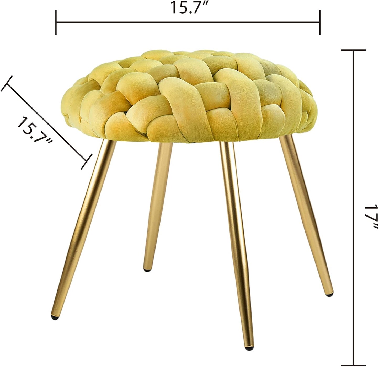 GIA Home Furniture Series Velvet Cross Woven Accent Stool, Chartreuse, Qty of 1