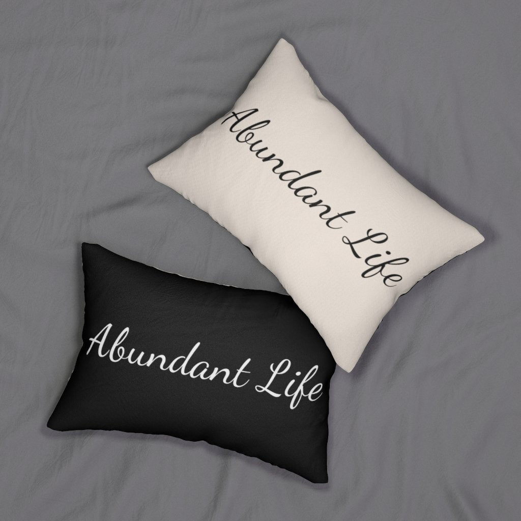 Decorative Lumbar Throw Pillow - Abundant Life - Beige Black
