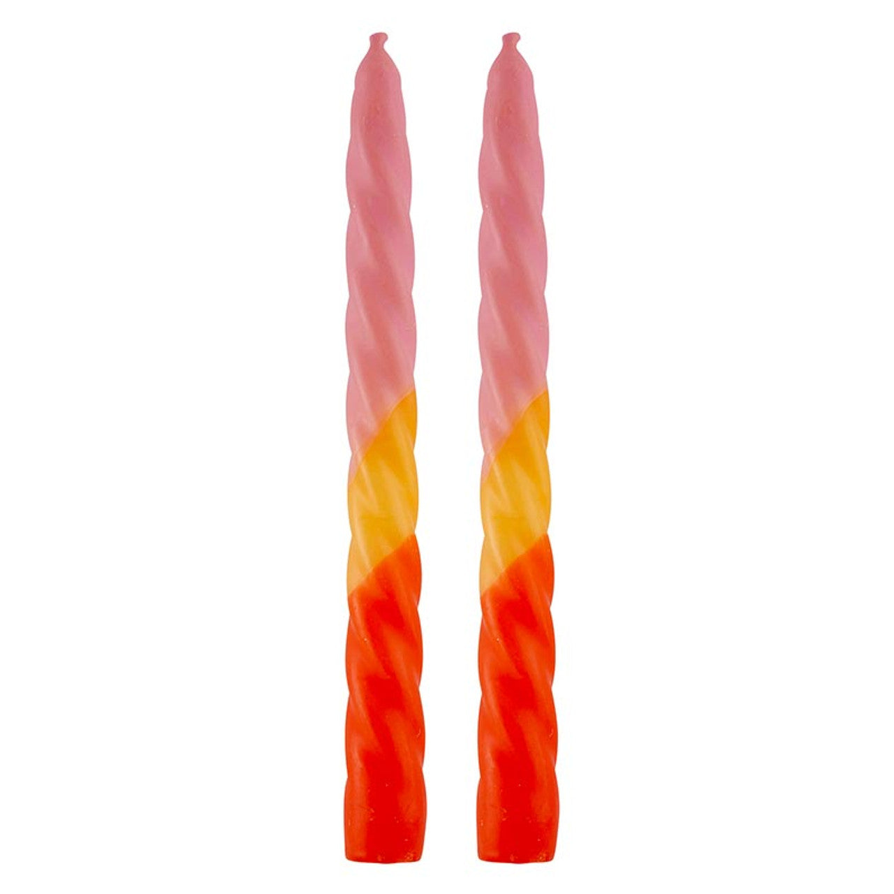 Set of 2 Tapered Candle in Pink-Yellow-Orange | Aesthetic Retro Spiral