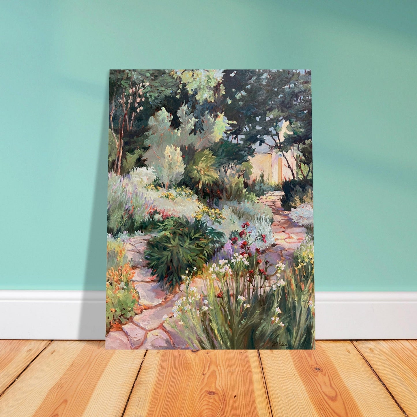 'Garden Path' Floral I 24x32 Museum-Quality Matte Paper Poster | Original Artwork by American Artist Barbara Cleary