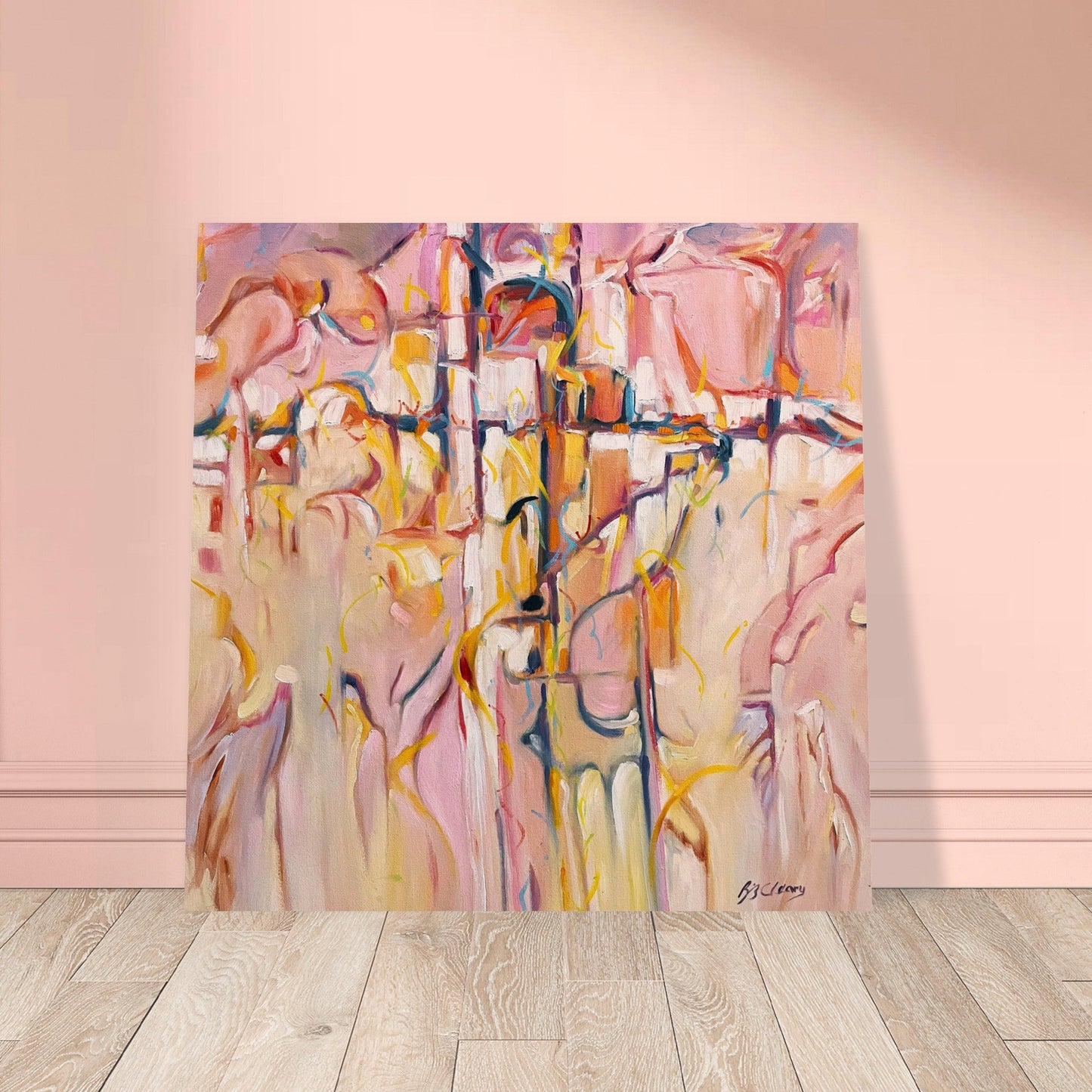 'Abstract Pueblo' Abstract I 16x16 Museum-Quality Matte Paper Poster | Original Artwork by American Artist Barbara Cleary