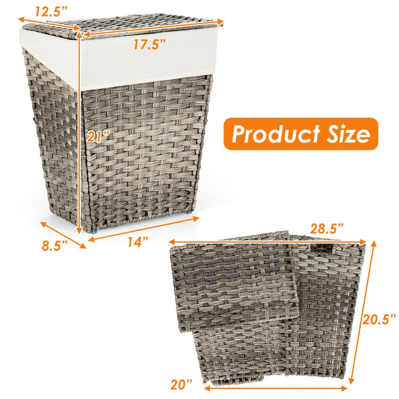 Foldable Handwoven Laundry Basket with Removable Liner