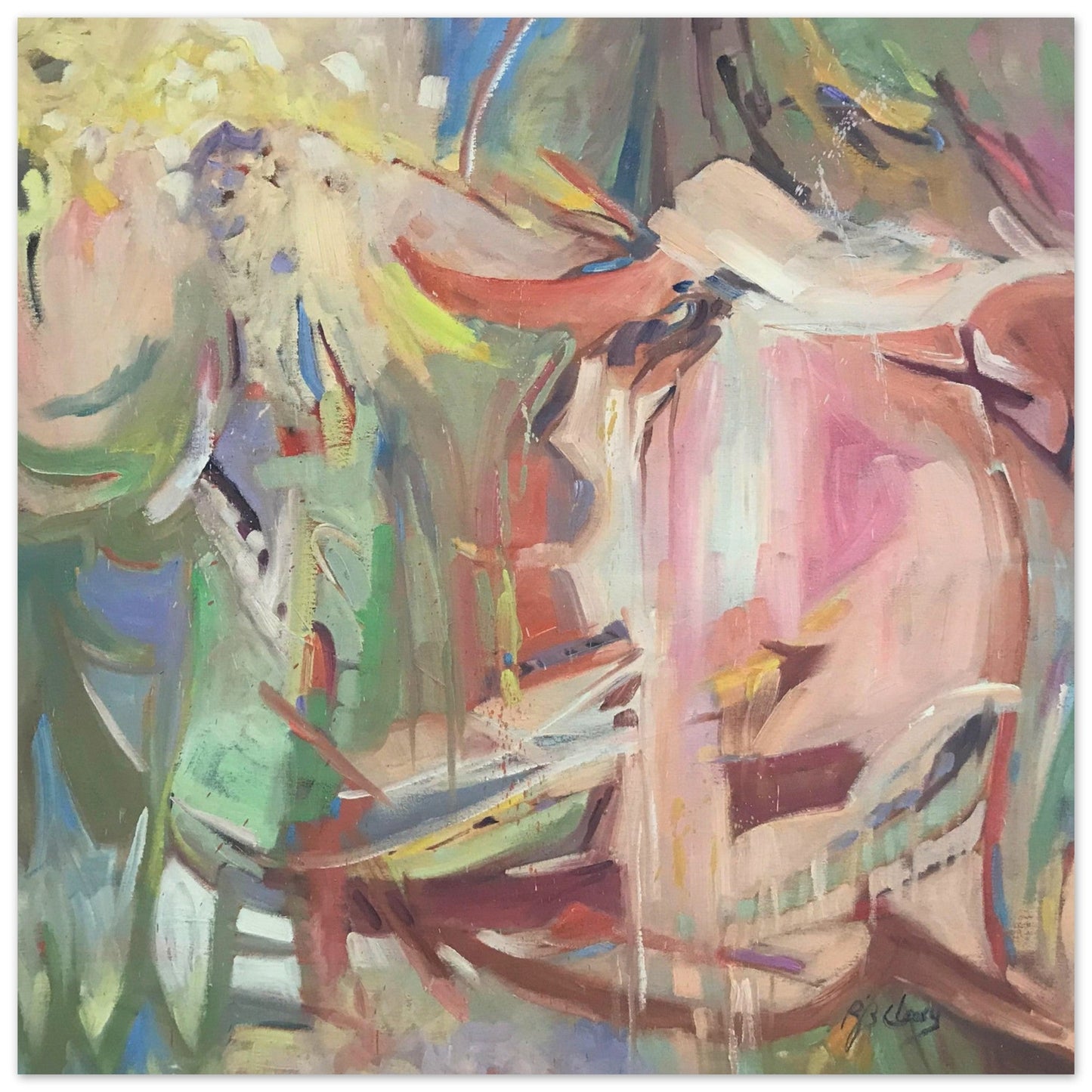 'All Seasons' Abstract I 16x16 Museum-Quality Matte Paper Poster | Original Artwork by American Artist Barbara Cleary