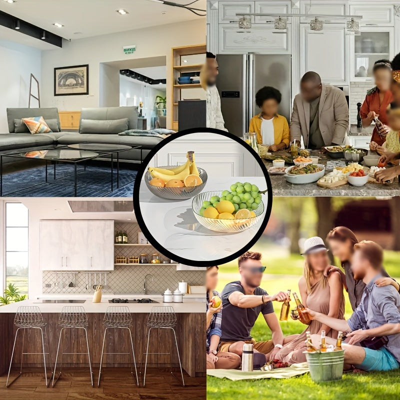 Clear Round PET Salad Bowls Portable EasyClean Serving Dish