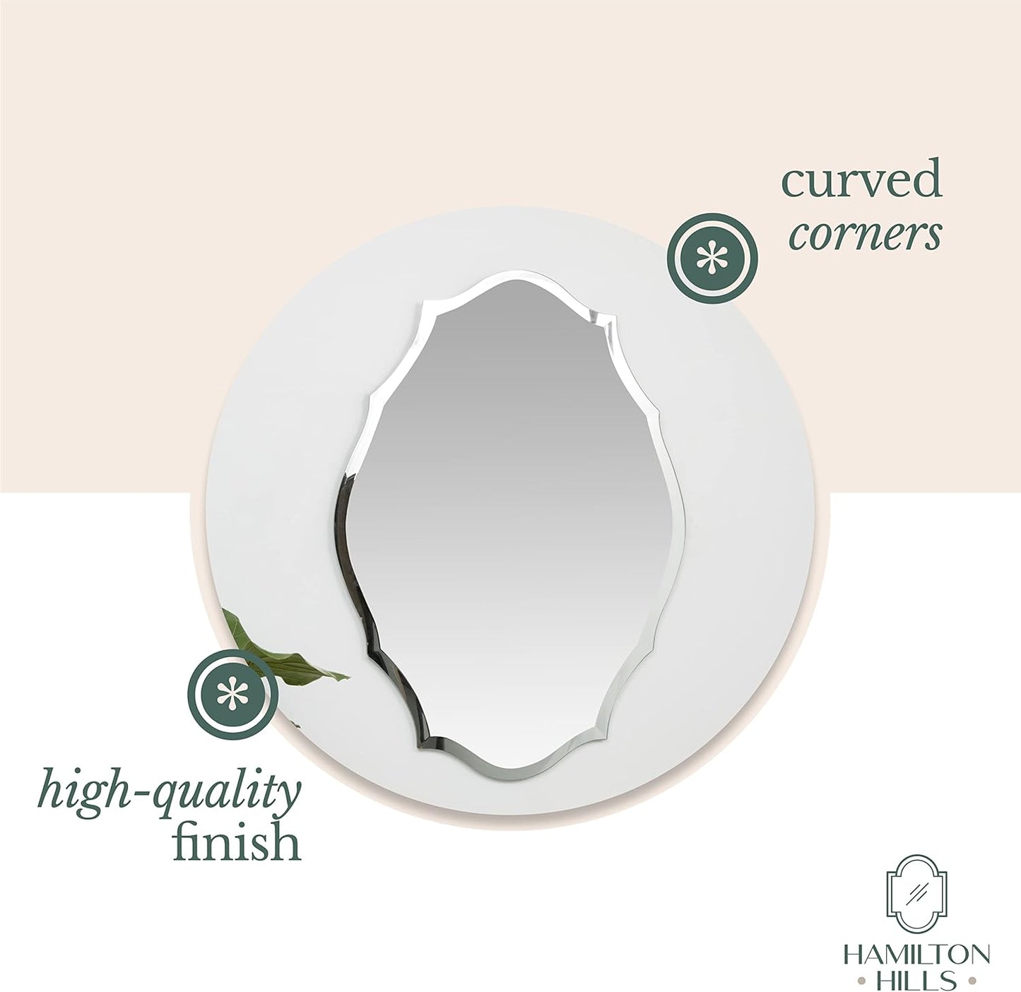 Hamilton Hills 30" X 40" Modern Silver Polished Glass Rectangular Mirror | Elaborate Scallop Wall Mirror Scalloped Edges Vanity for Bedroom, Bathroom and Living-Rooms| Hangs Horizontal and Vertical
