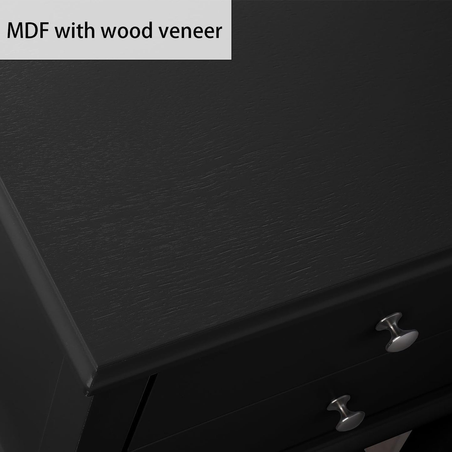 Black Nightstand with 2 Drawers for Bedrooms Tall 28", Big Wooden Bed Night Stand, Large Modern 19" Side End Table for Living Room