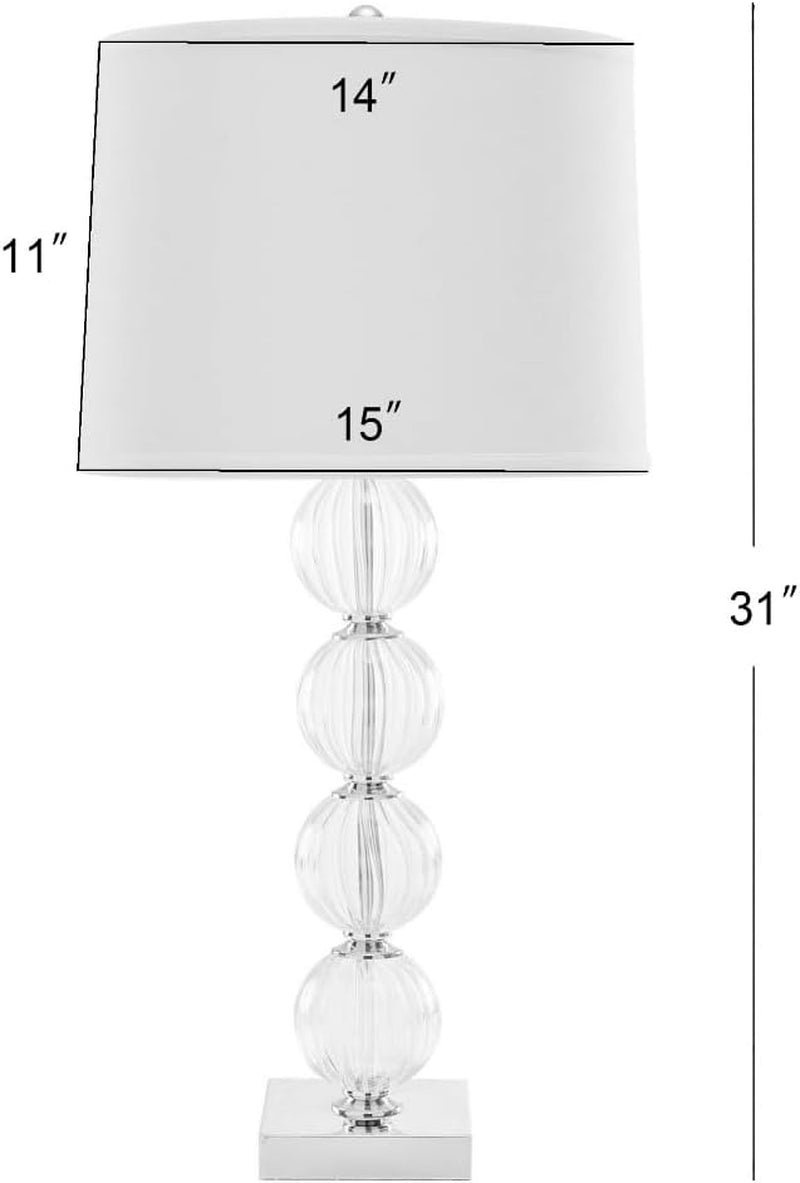 SAFAVIEH Lighting Collection Amanda Modern Crystal Stacked Globe 30-Inch Bedroom Living Room Home Office Desk Nightstand Table Lamp Set of 2 (LED Bulbs Included)