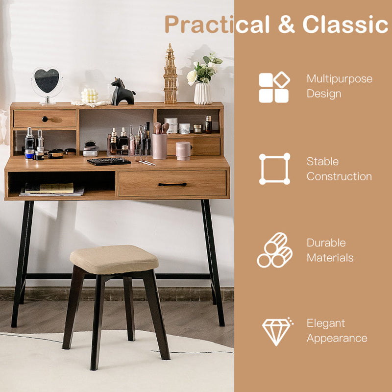 42-Inch Vanity Desk with Tabletop Shelf and 2 Drawers
