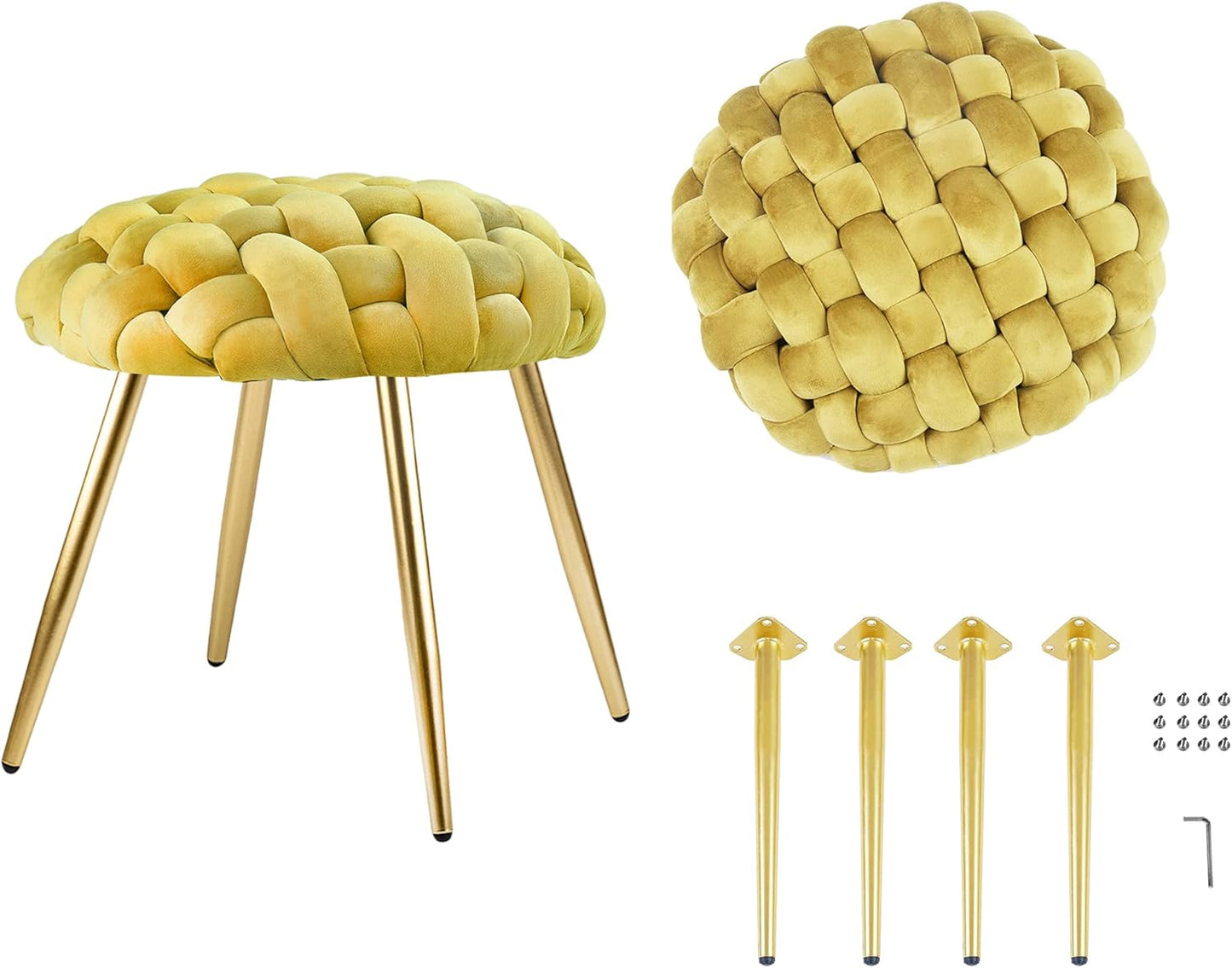 GIA Home Furniture Series Velvet Cross Woven Accent Stool, Chartreuse, Qty of 1