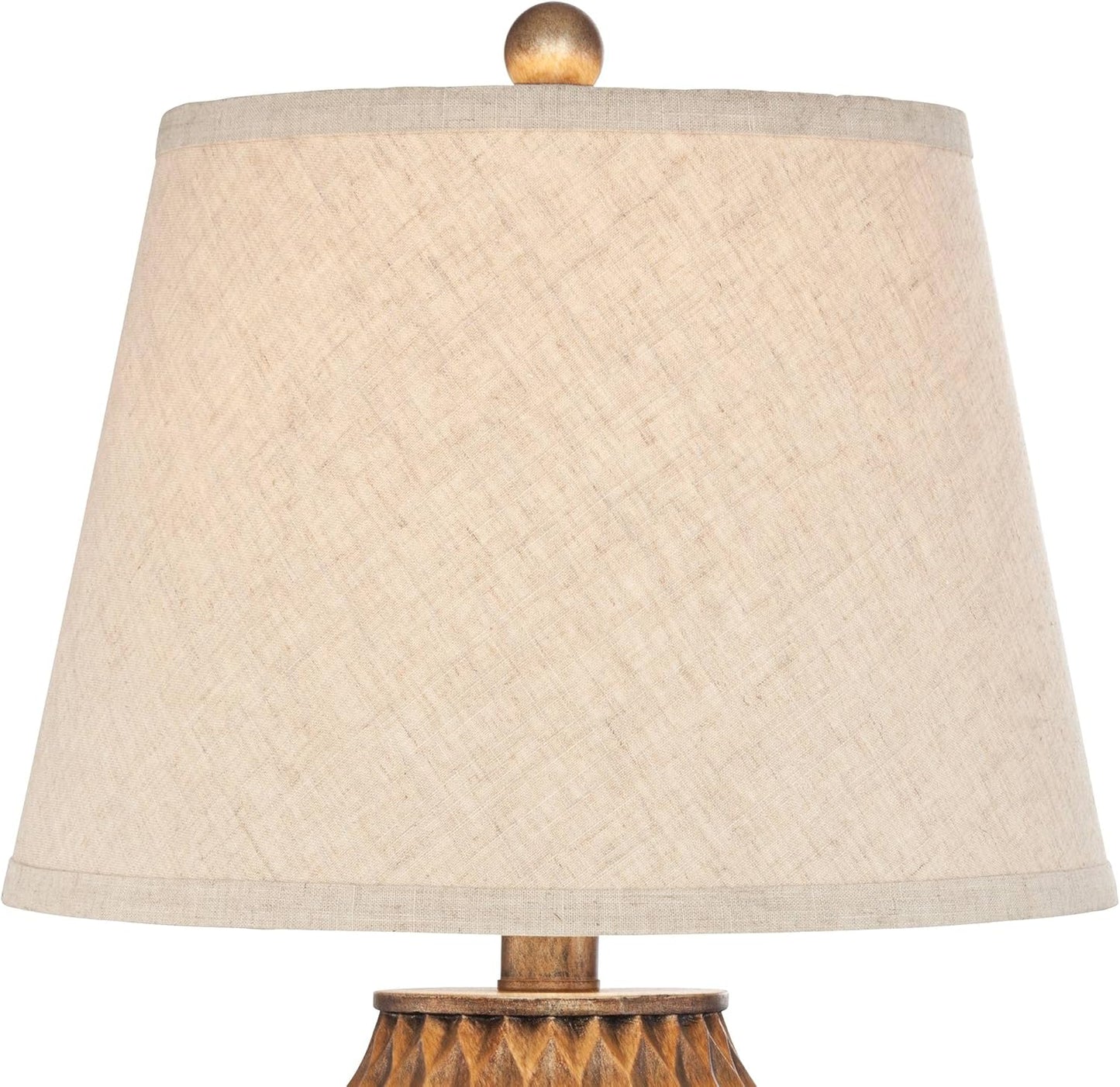360 Lighting Buckhead Modern Accent Table Lamp 22" High Warm Bronze Brown Sculptural Geometric Textured Urn Tapered Fabric Drum Shade Bedroom Living Room House Home Bedside Nightstand Office