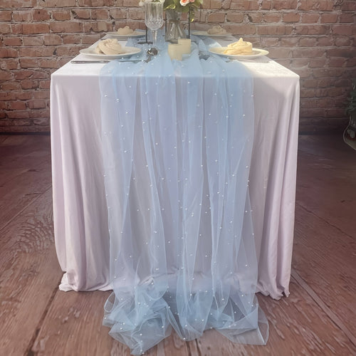 Elegant White Pearl Table Runner for Weddings Events