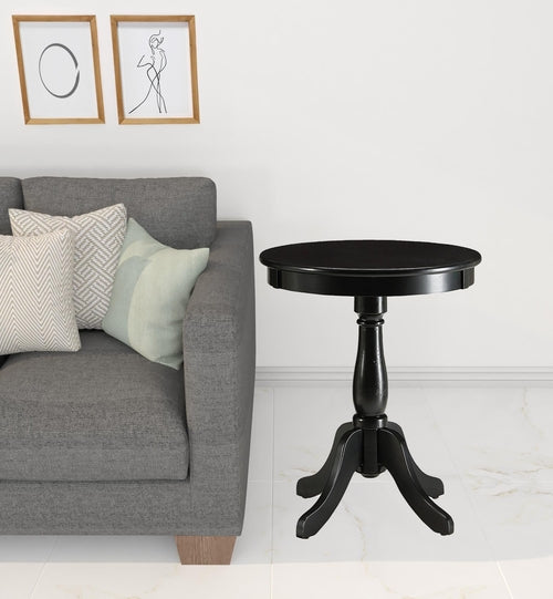 Round Pedestal Wooden Side Table