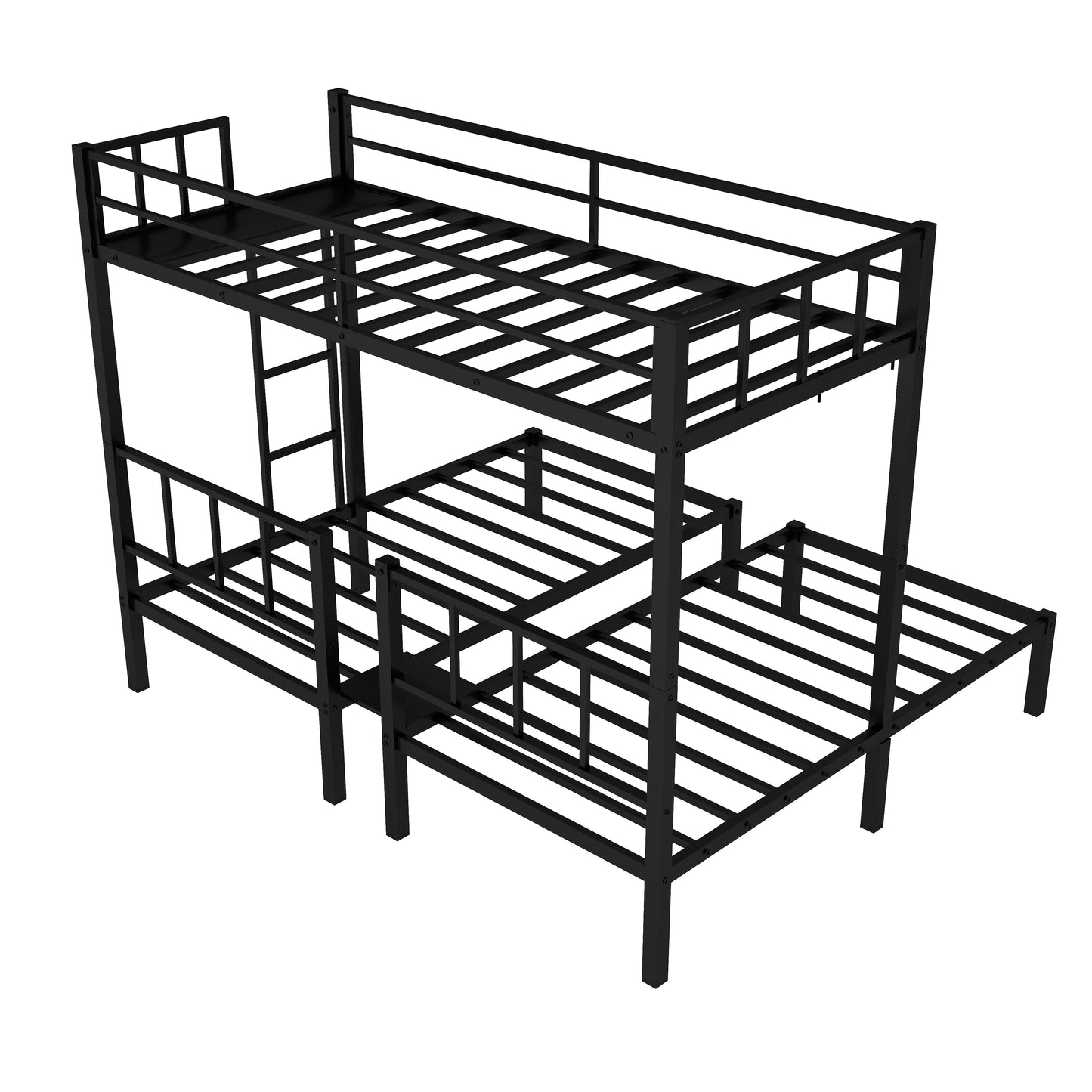 Metal Twin Triple Bunk Bed, Twin over Twin over Twin Bunk Bed for 3 Kids, Noise Reduced Structure, Separates into 3 Twin Beds, Black