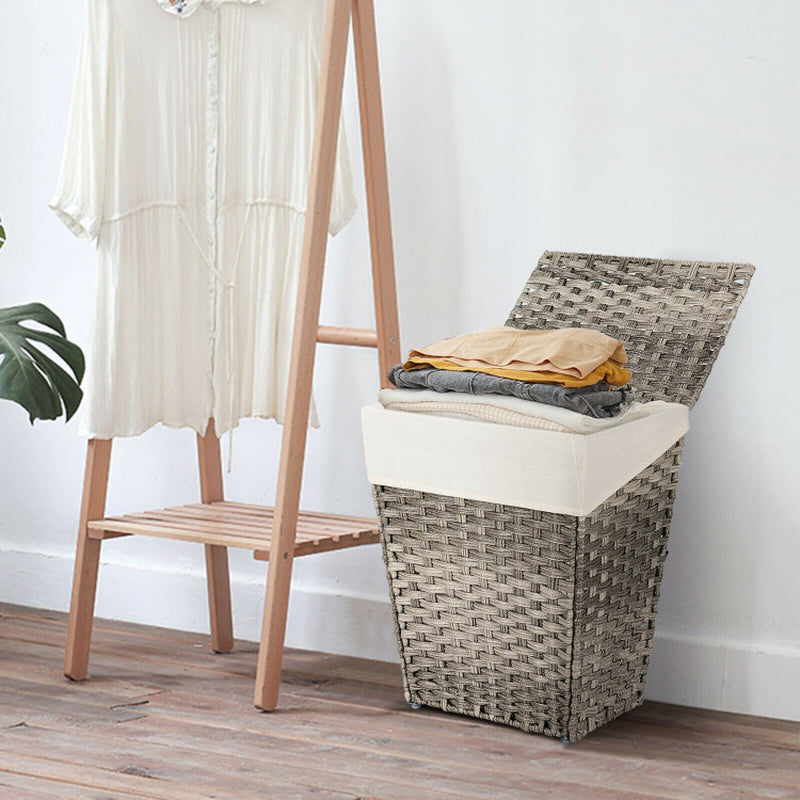 Foldable Handwoven Laundry Basket with Removable Liner