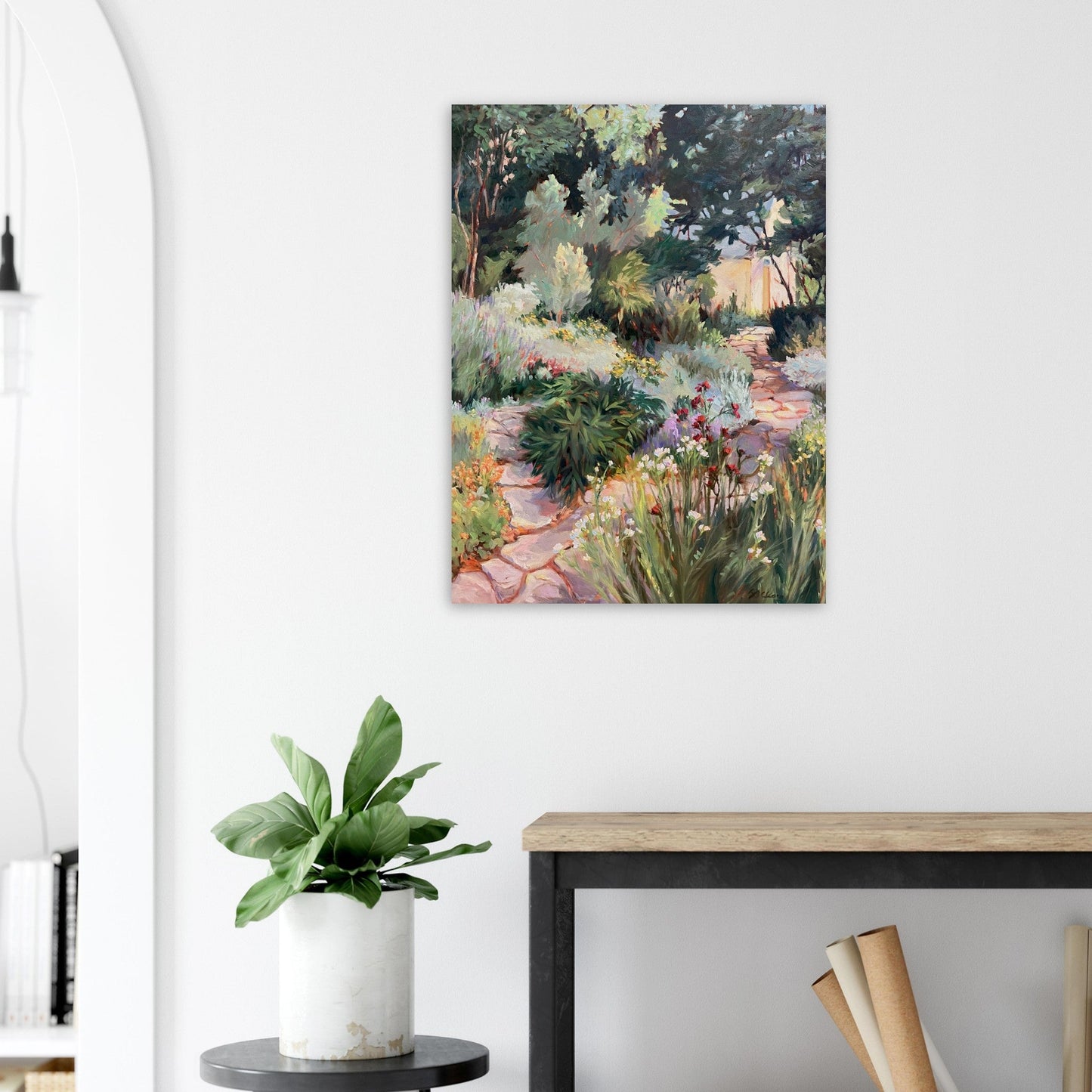 'Garden Path' Floral I 24x32 Museum-Quality Matte Paper Poster | Original Artwork by American Artist Barbara Cleary
