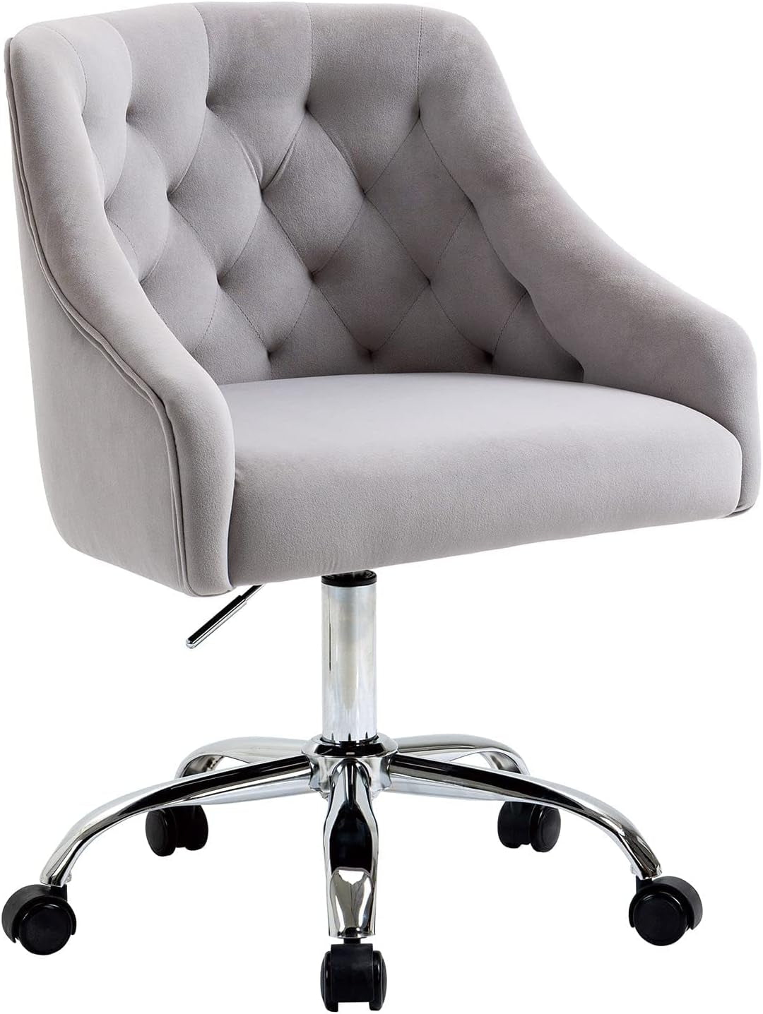 ATTICA Home Office Desk Chair Modern Velvet Office Chair Height Adjustable Computer Chair Mid-Back Swivel Task Chair Upholstered Velvet Desk Chair with Armrest for Study Bedroom Living Room(Black)