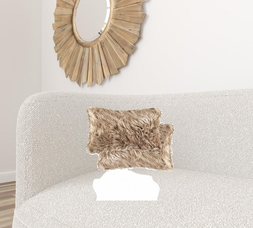 Jade Tan Faux Fur Pillow 2 Pack