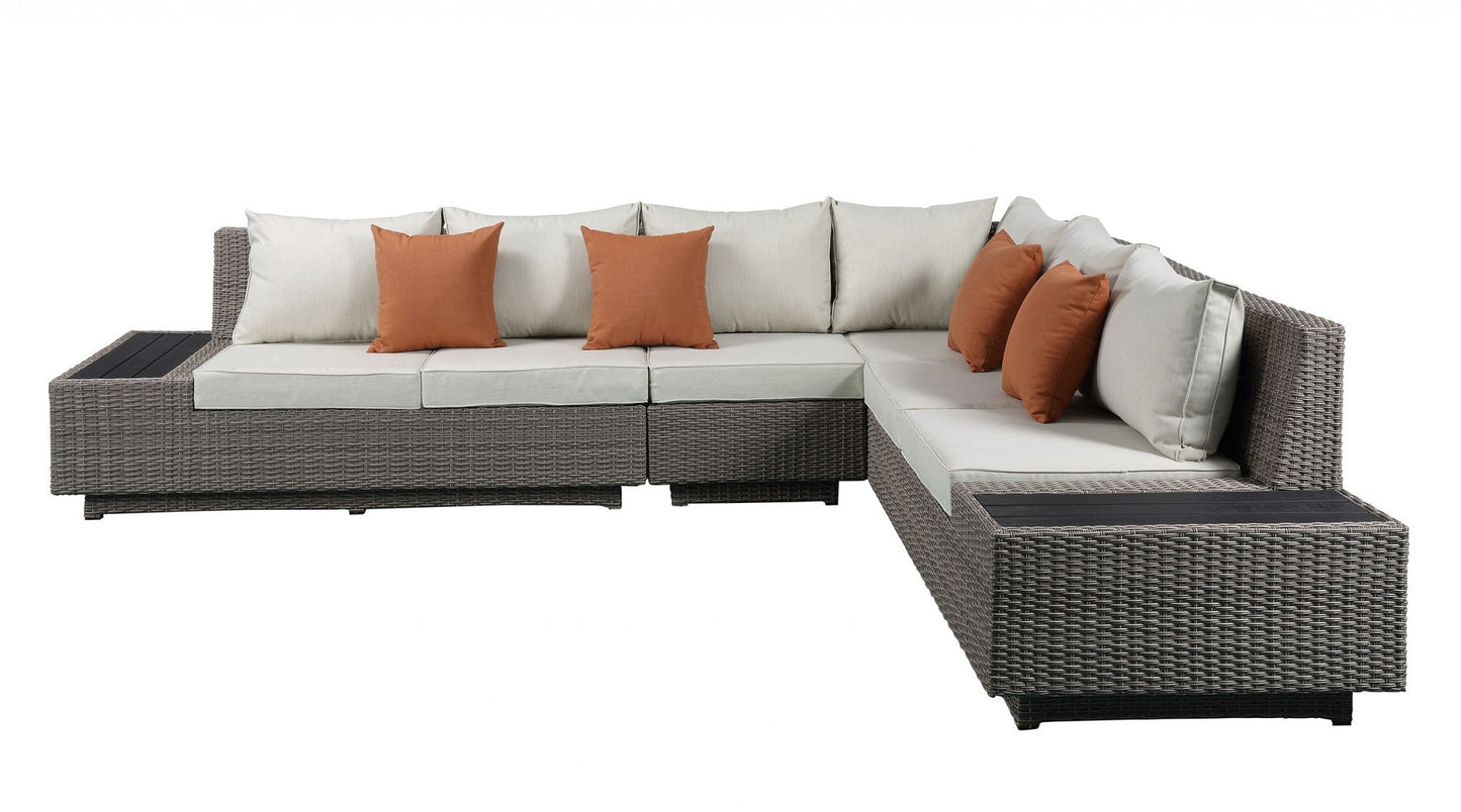 Jade Beige And Gray Wicker Patio Set