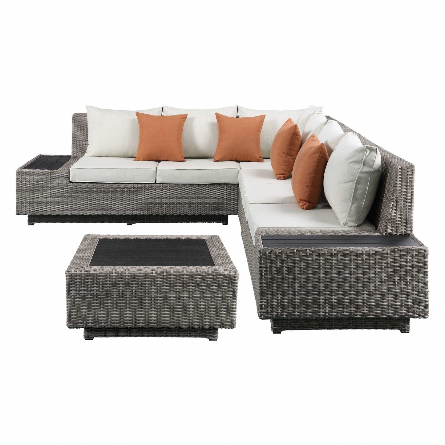 Jade Beige And Gray Wicker Patio Set