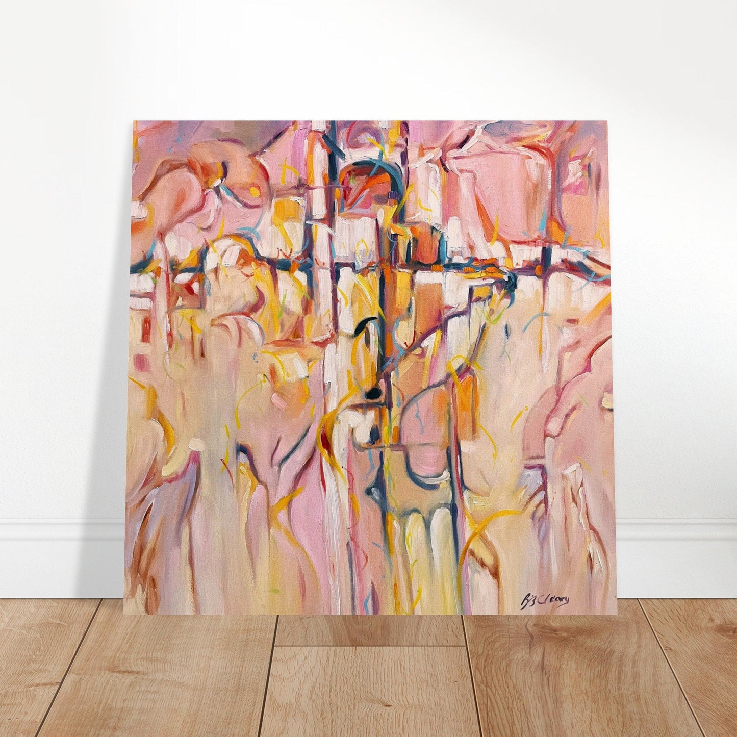 'Abstract Pueblo' Abstract I 16x16 Museum-Quality Matte Paper Poster | Original Artwork by American Artist Barbara Cleary