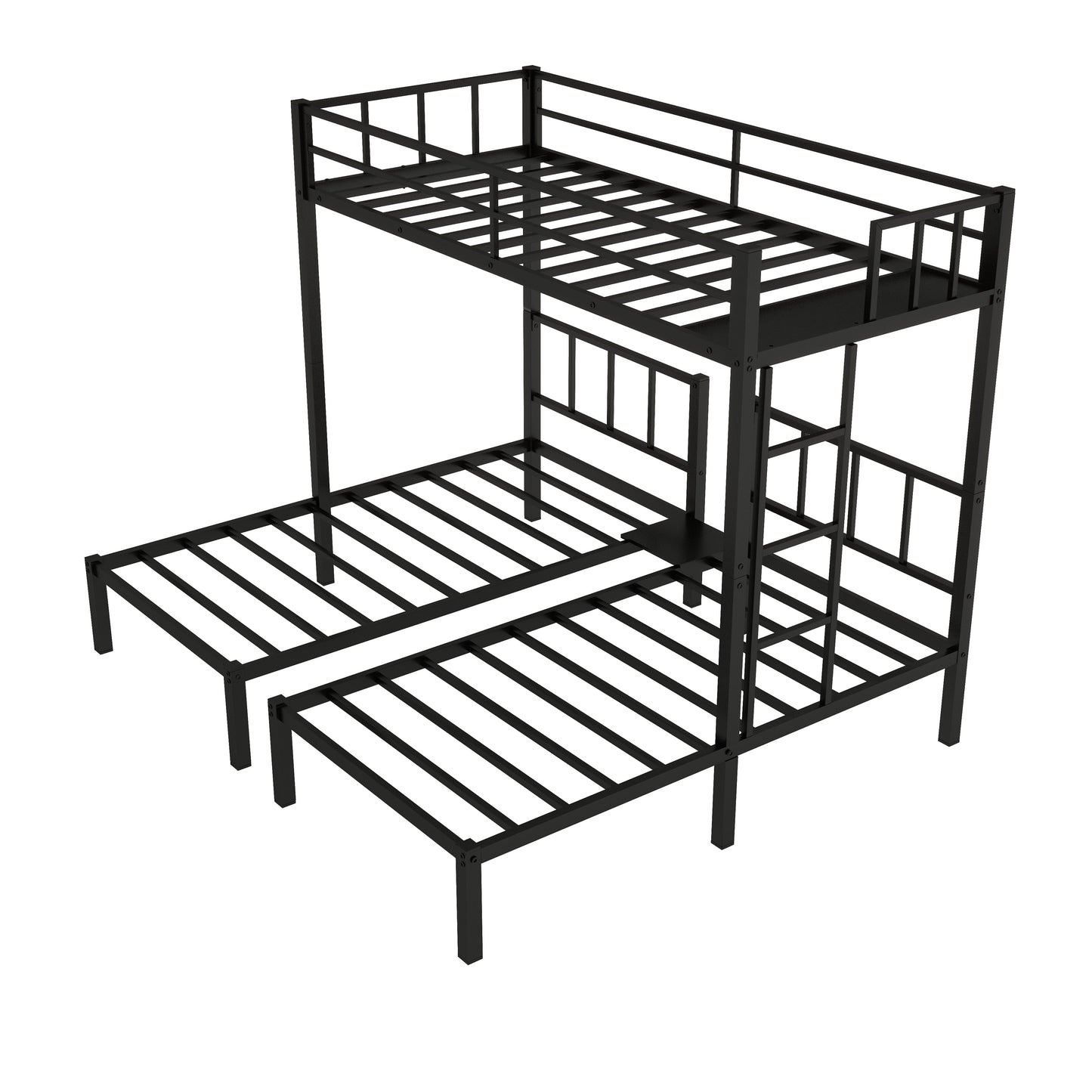 Metal Twin Triple Bunk Bed, Twin over Twin over Twin Bunk Bed for 3 Kids, Noise Reduced Structure, Separates into 3 Twin Beds, Black