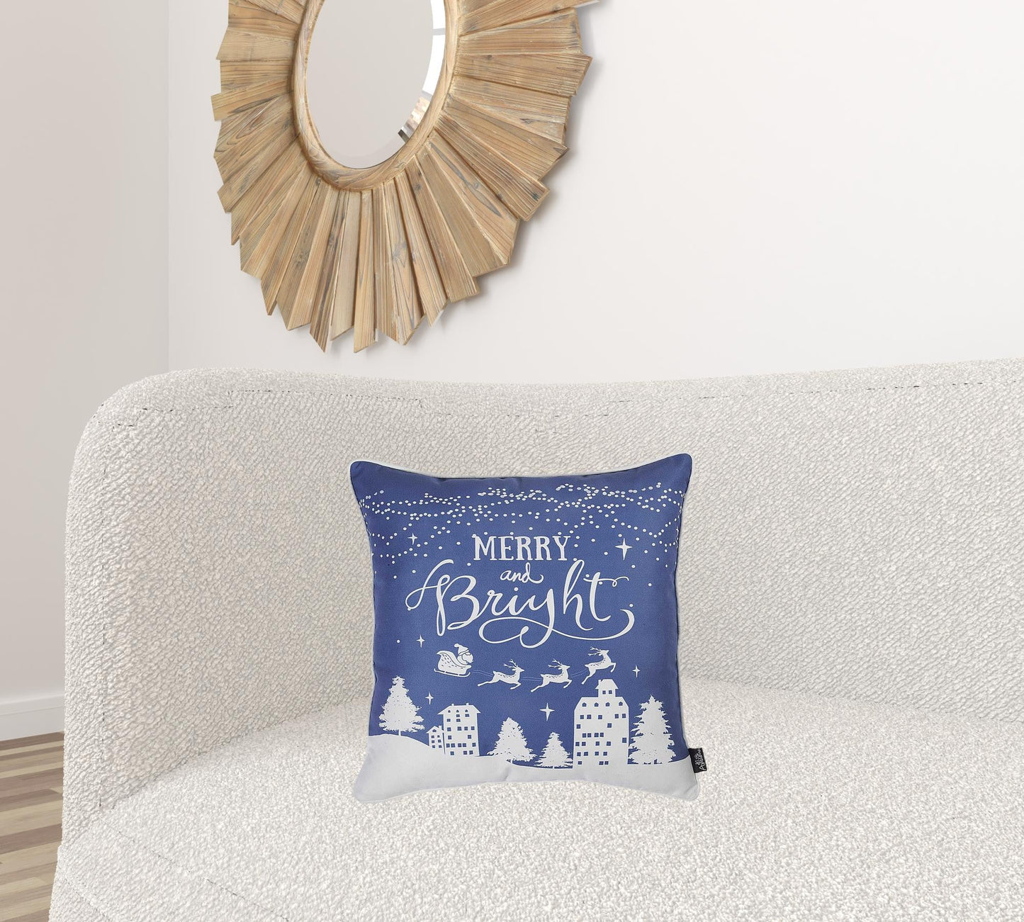 18inches Blue Christmas Merry Bright Throw Pillow Cover