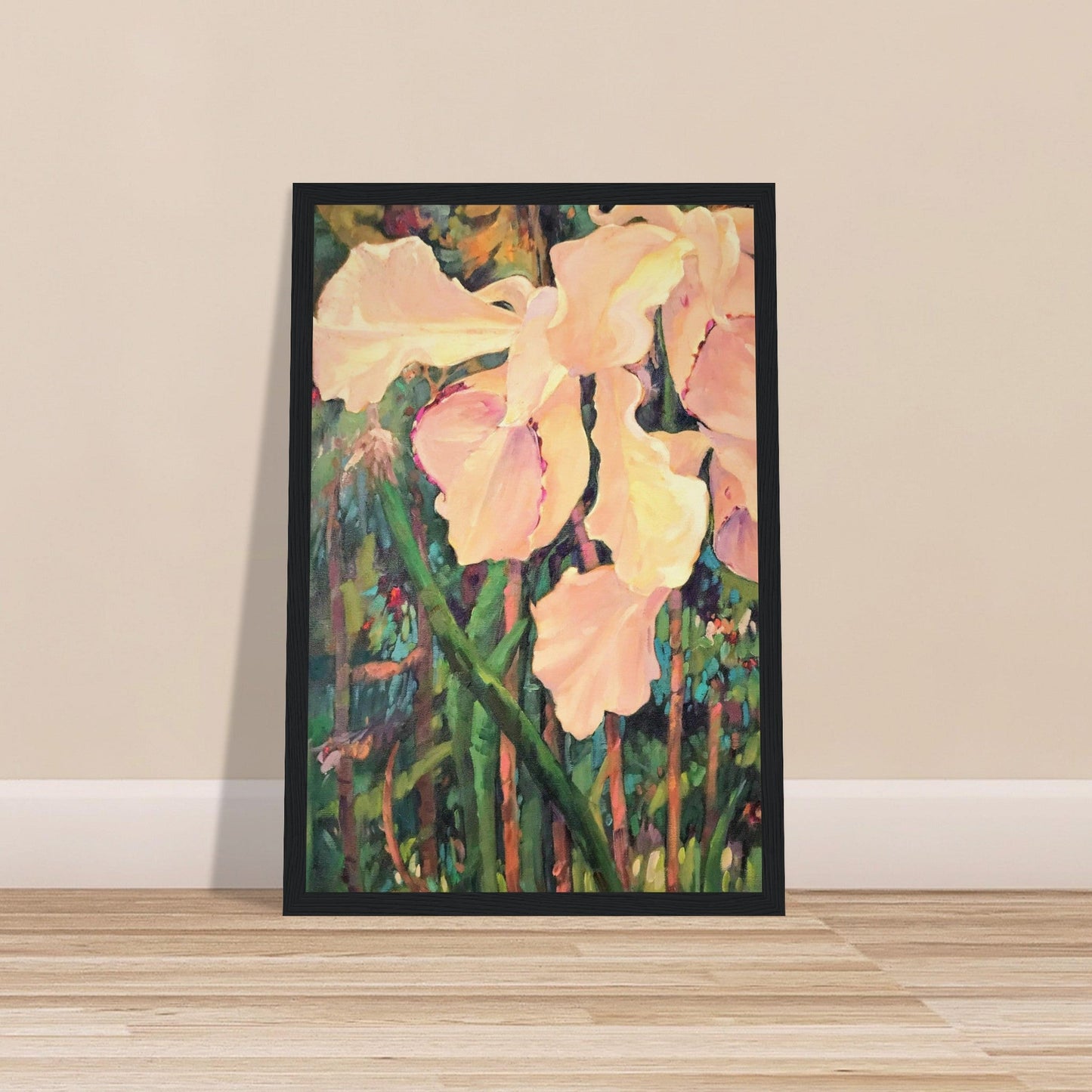 'Pink Orchid’ Floral | 12x18 inch Wooden Framed Art Print | Original Artwork by American Artist Barbara Cleary
