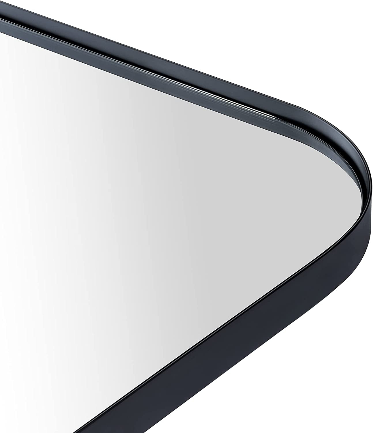 36 x 26 Matte Black Irregular Mirror with Asymmetrical Metal Frame -
