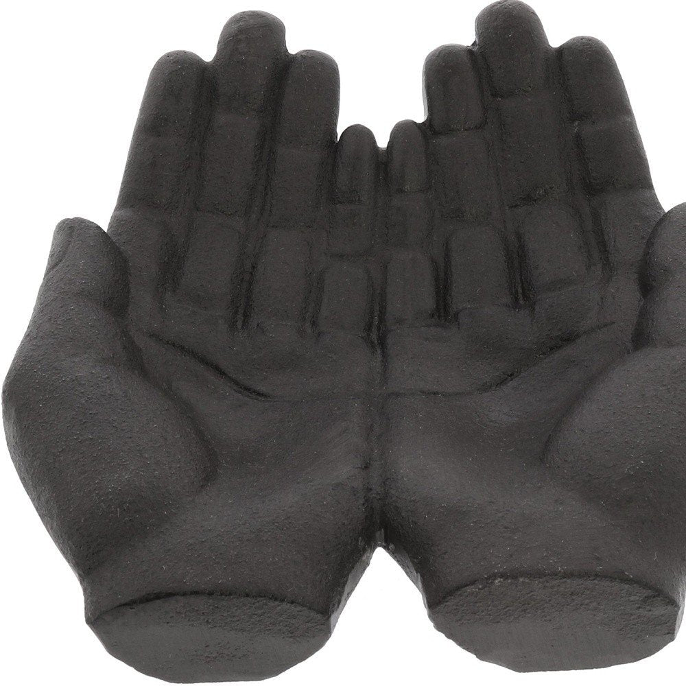 7" Black Modern Open Hands Tabletop Sculpture