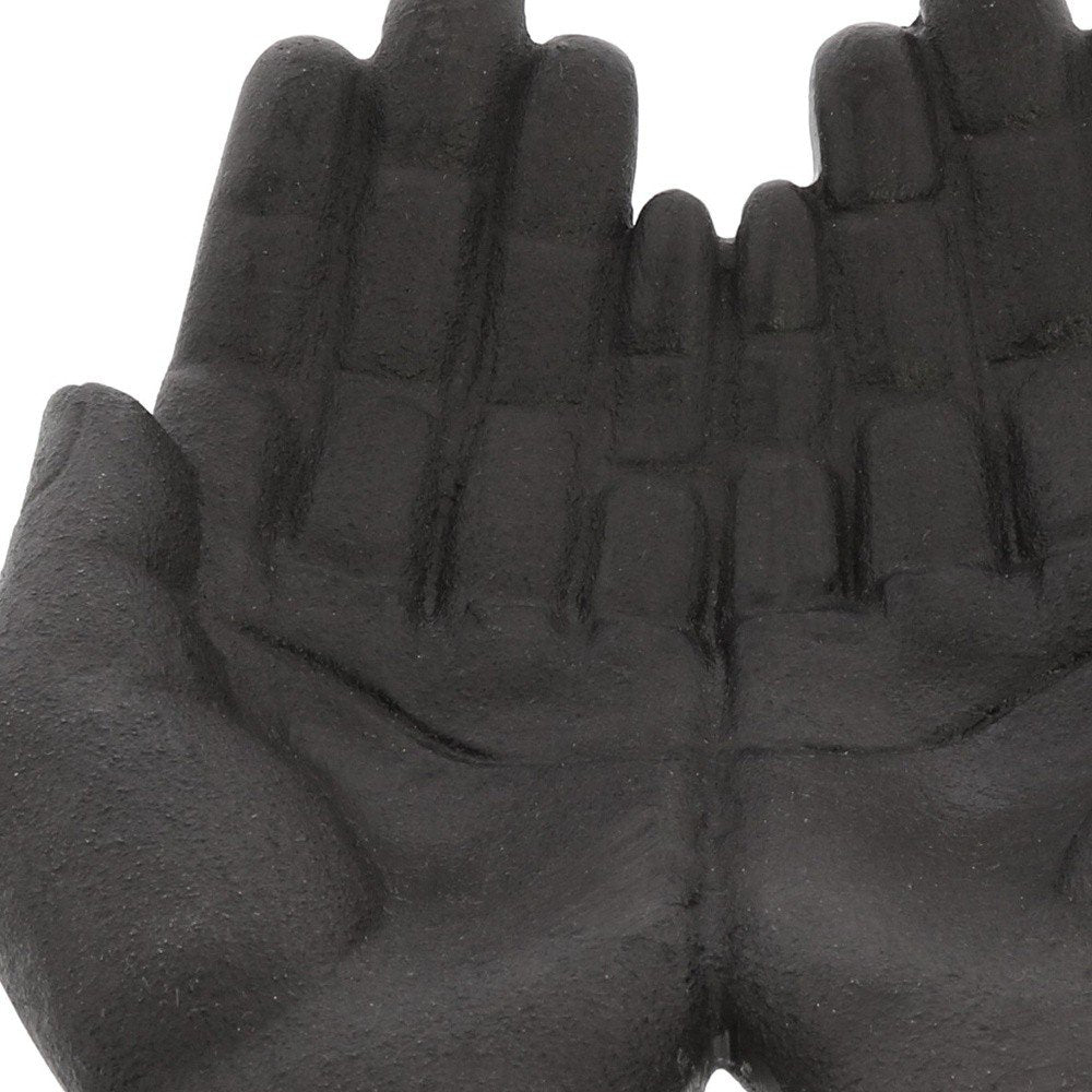 7" Black Modern Open Hands Tabletop Sculpture