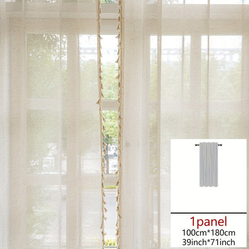 Natural Wood Bohemian Lace Curtain Light and Privacy