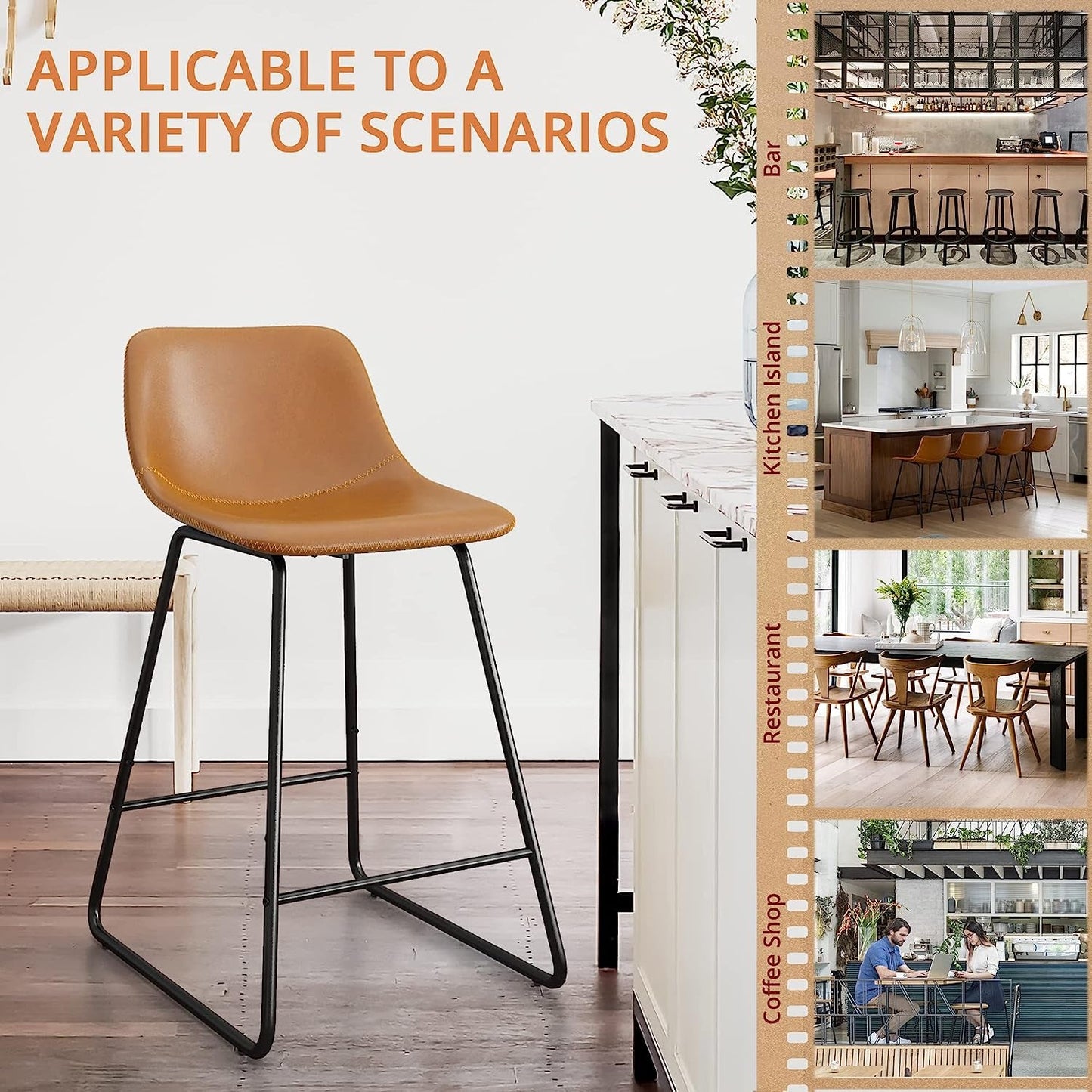 Alexander Industrial Faux Leather Bar Stools (Set/4)