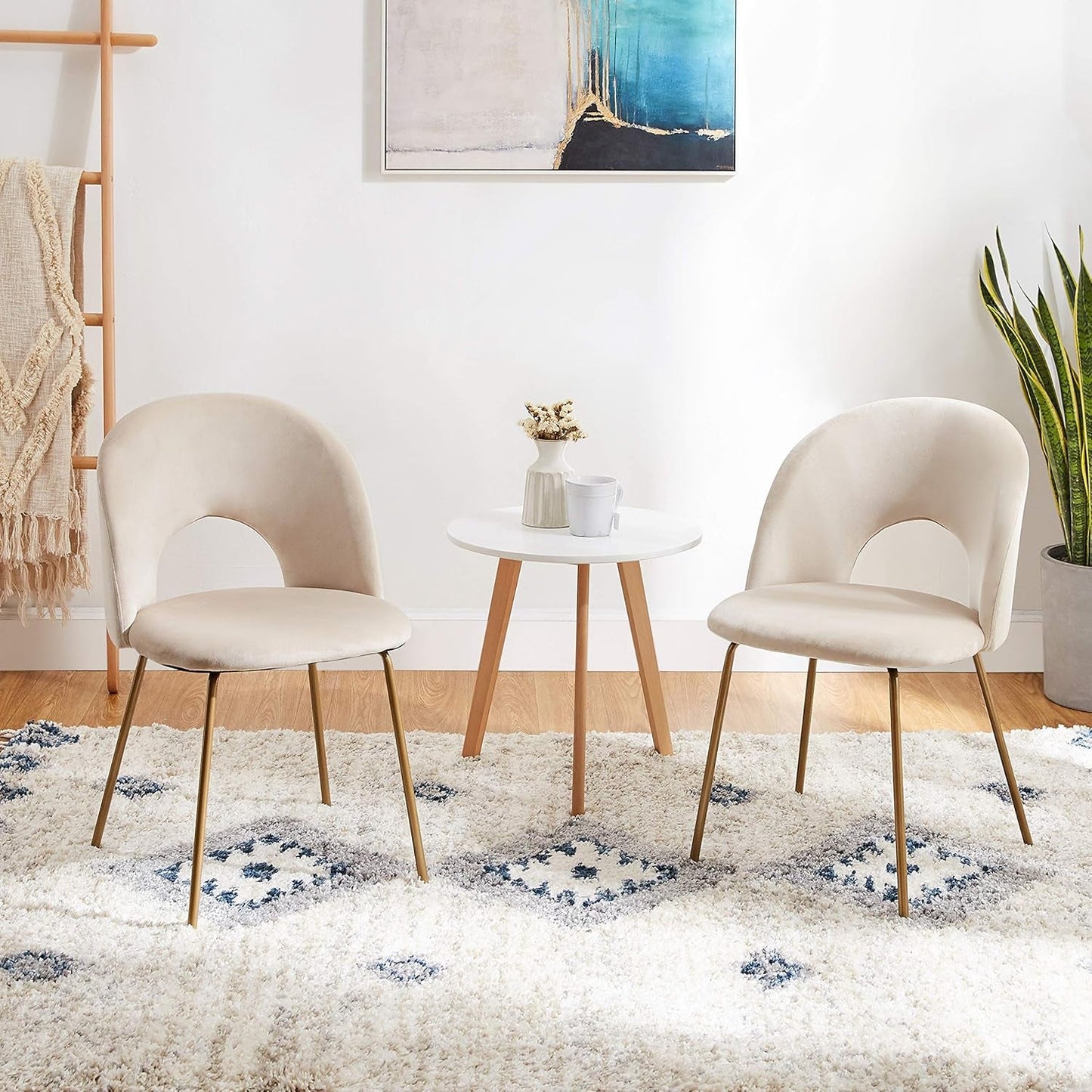 Velvet Seat Chair with Metal Legs for Kitchen Dining Room, Pack of 2.