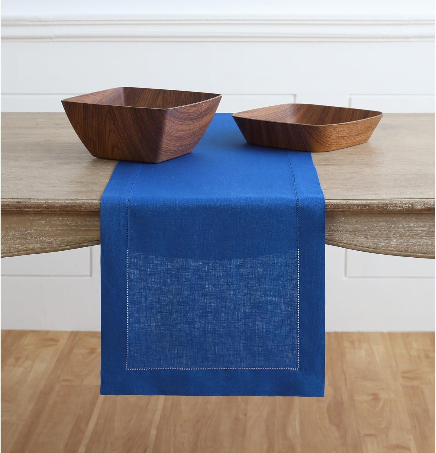 Solino Home Purple Linen Table Runner 60 Inches Long – 100% Pure Linen Classic Hemstitch Table Runner 14 X 60 Inch – Machine Washable Dining Table Runner for Valentines Day, Spring, Easter Decor