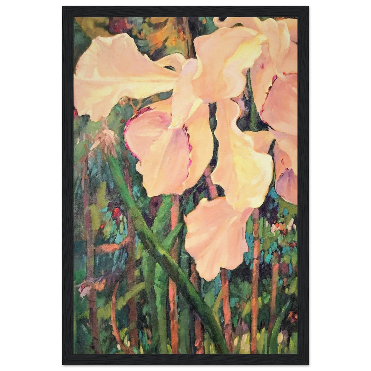 'Pink Orchid’ Floral | 12x18 inch Wooden Framed Art Print | Original Artwork by American Artist Barbara Cleary