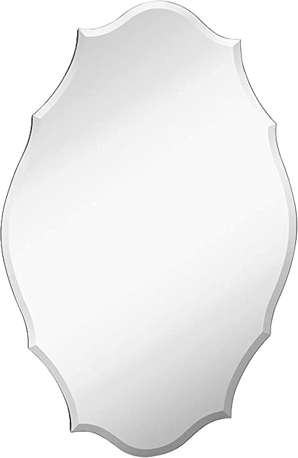 Hamilton Hills 30" X 40" Modern Silver Polished Glass Rectangular Mirror | Elaborate Scallop Wall Mirror Scalloped Edges Vanity for Bedroom, Bathroom and Living-Rooms| Hangs Horizontal and Vertical