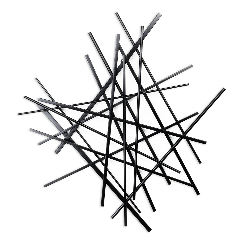 29" X 27" Black Metal Novelty Abstract Hanging Dimensional Sculpture