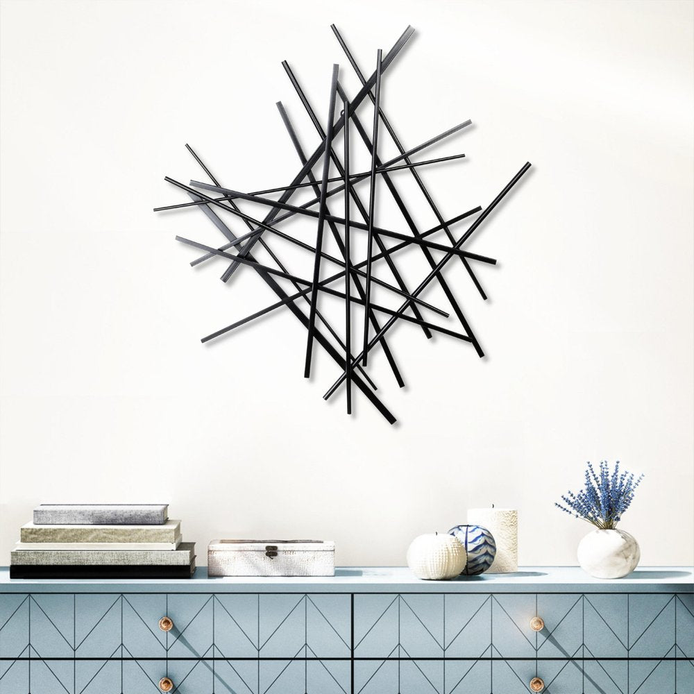 29" X 27" Black Metal Novelty Abstract Hanging Dimensional Sculpture