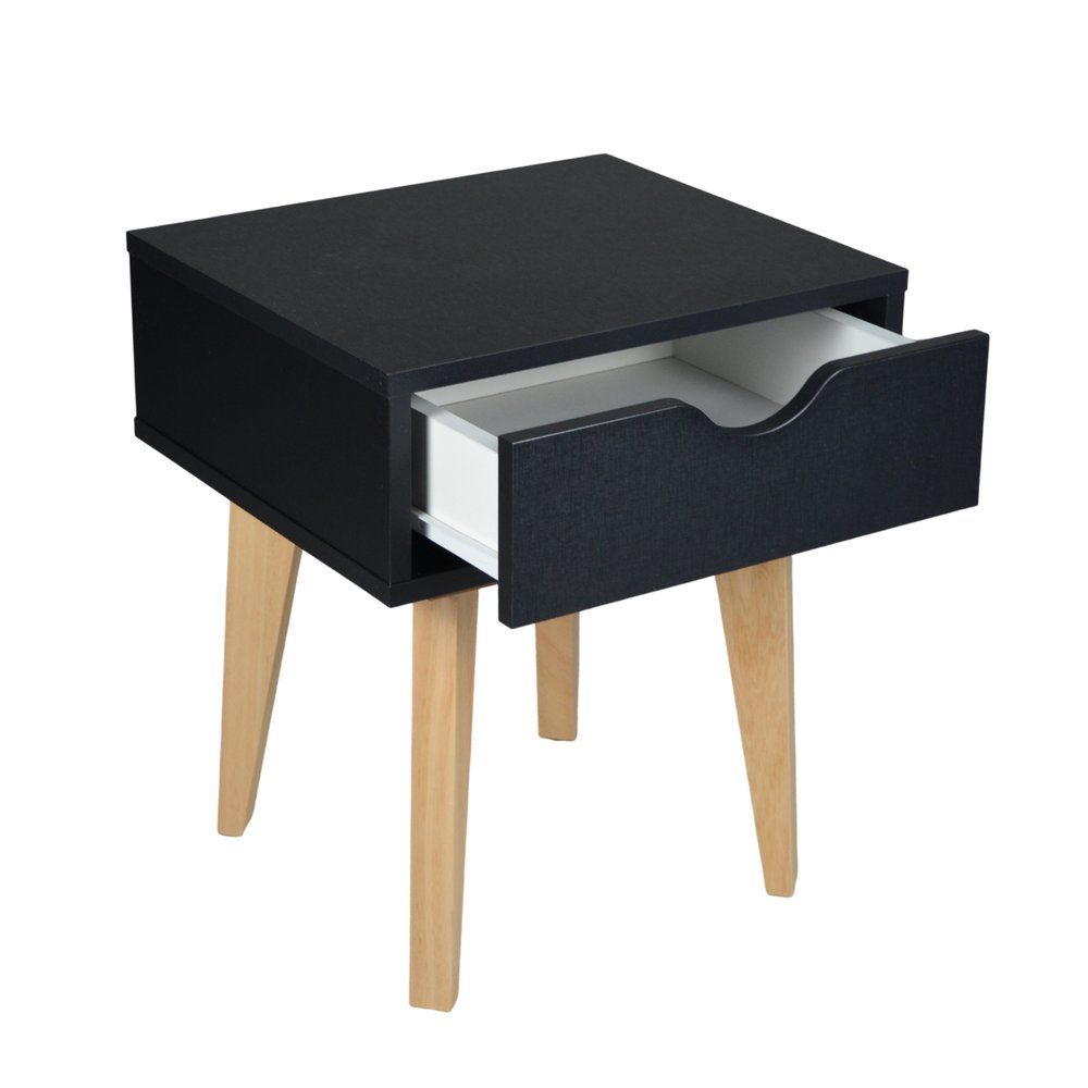 18" Black One Drawer Nightstand