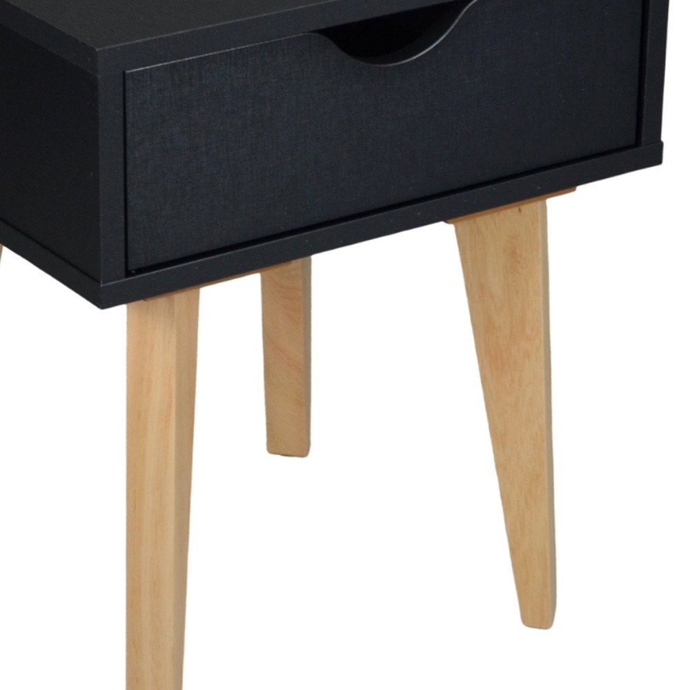 18" Black One Drawer Nightstand