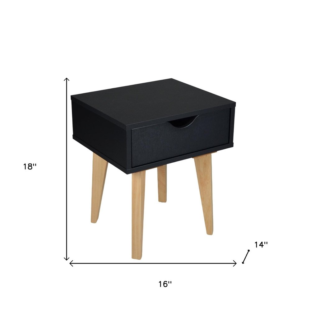 18" Black One Drawer Nightstand