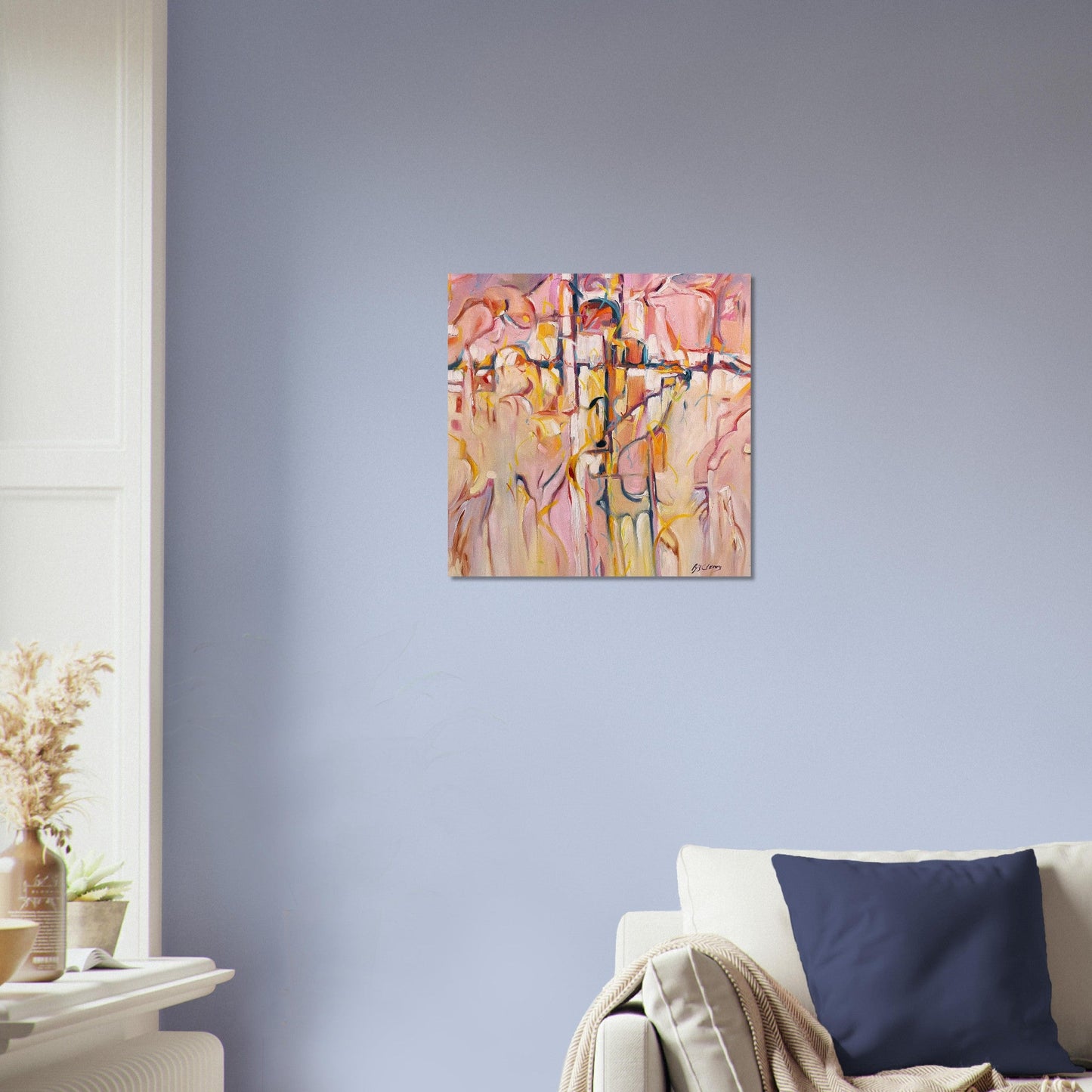 'Abstract Pueblo' Abstract I 16x16 Museum-Quality Matte Paper Poster | Original Artwork by American Artist Barbara Cleary
