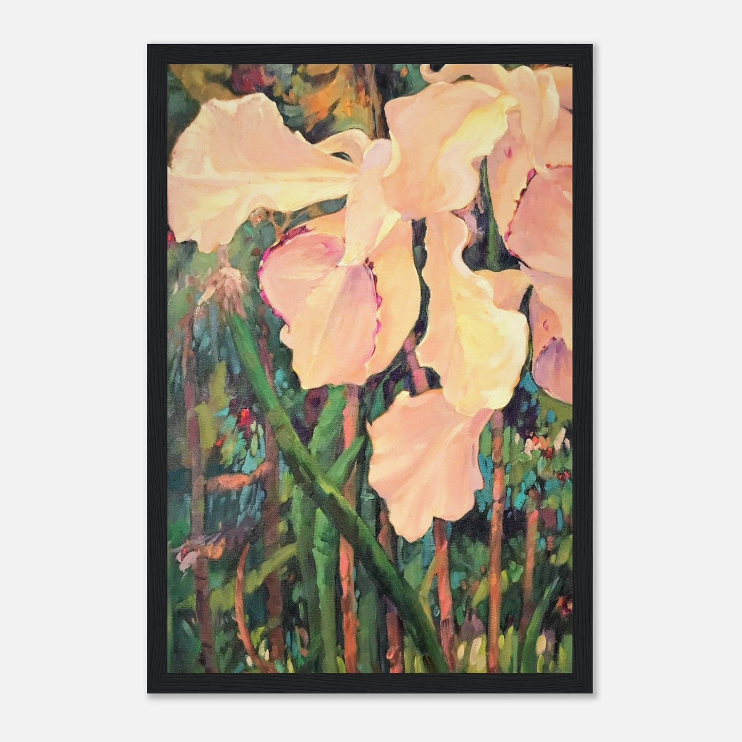 'Pink Orchid’ Floral | 12x18 inch Wooden Framed Art Print | Original Artwork by American Artist Barbara Cleary
