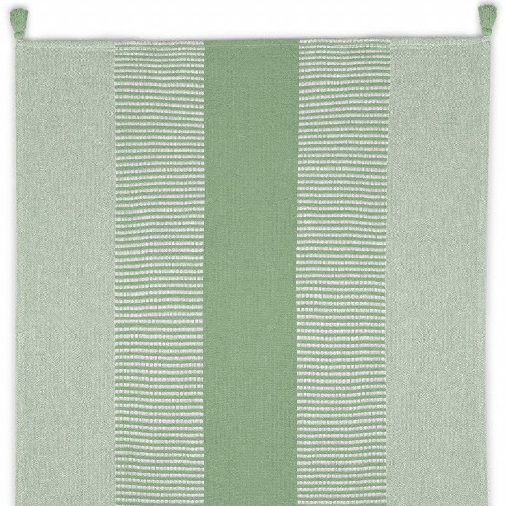 50" X 60" Yellow Woven Cotton Striped Throw Blanket with Tassels