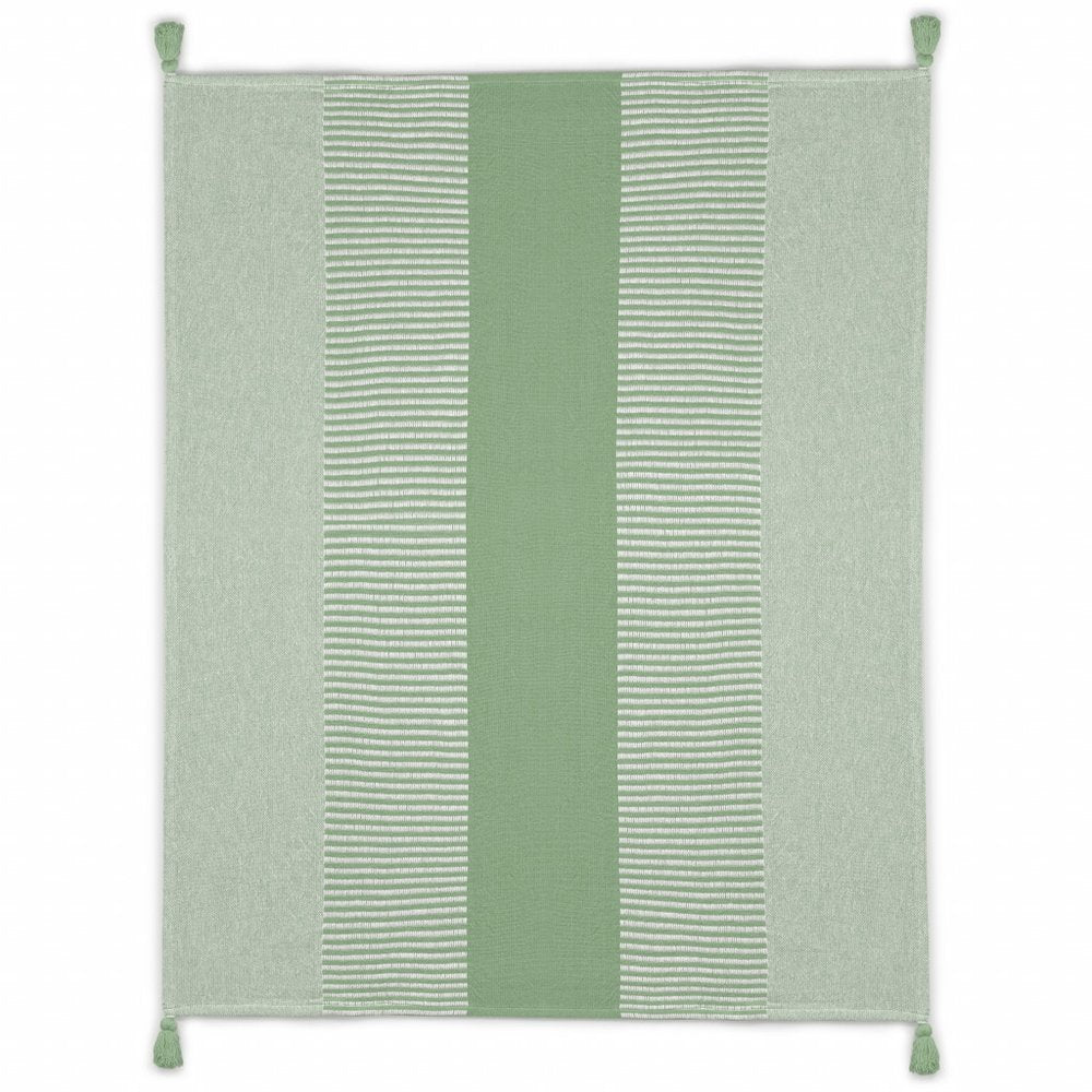 50" X 60" Yellow Woven Cotton Striped Throw Blanket with Tassels