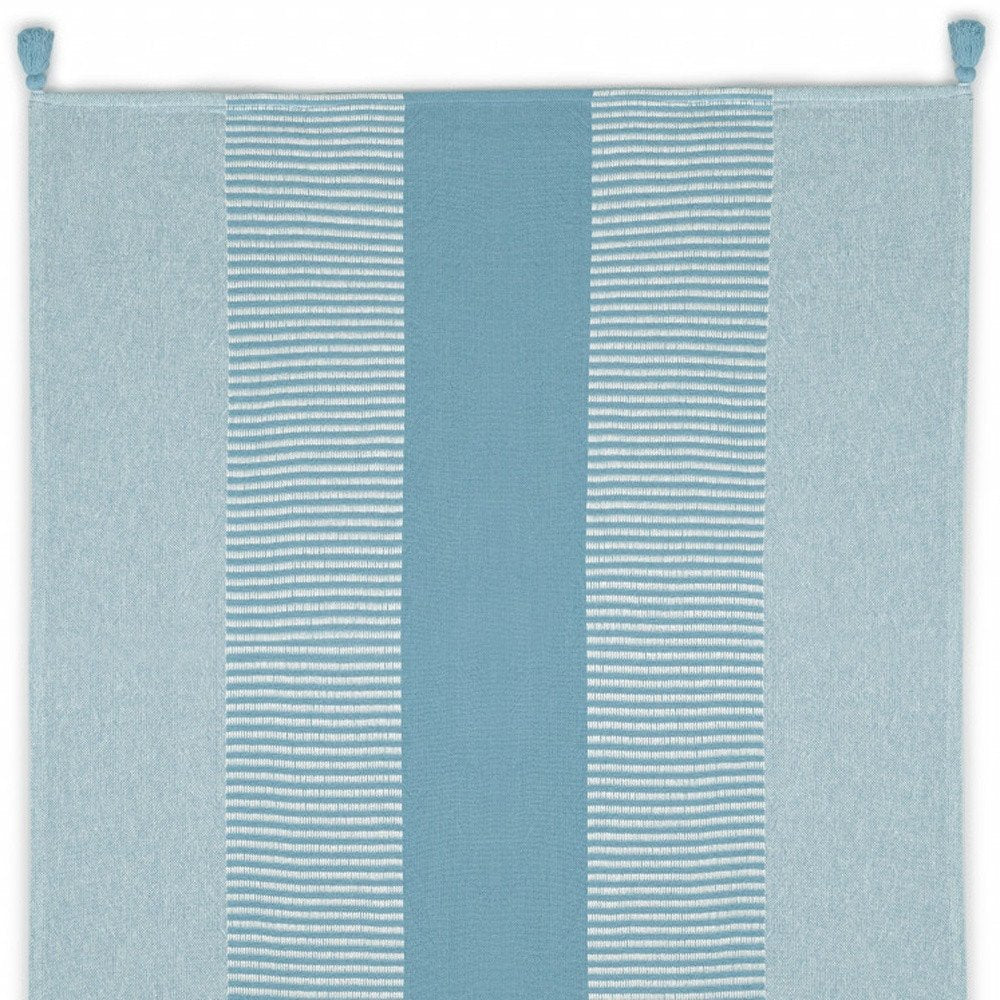 50" X 60" Yellow Woven Cotton Striped Throw Blanket with Tassels